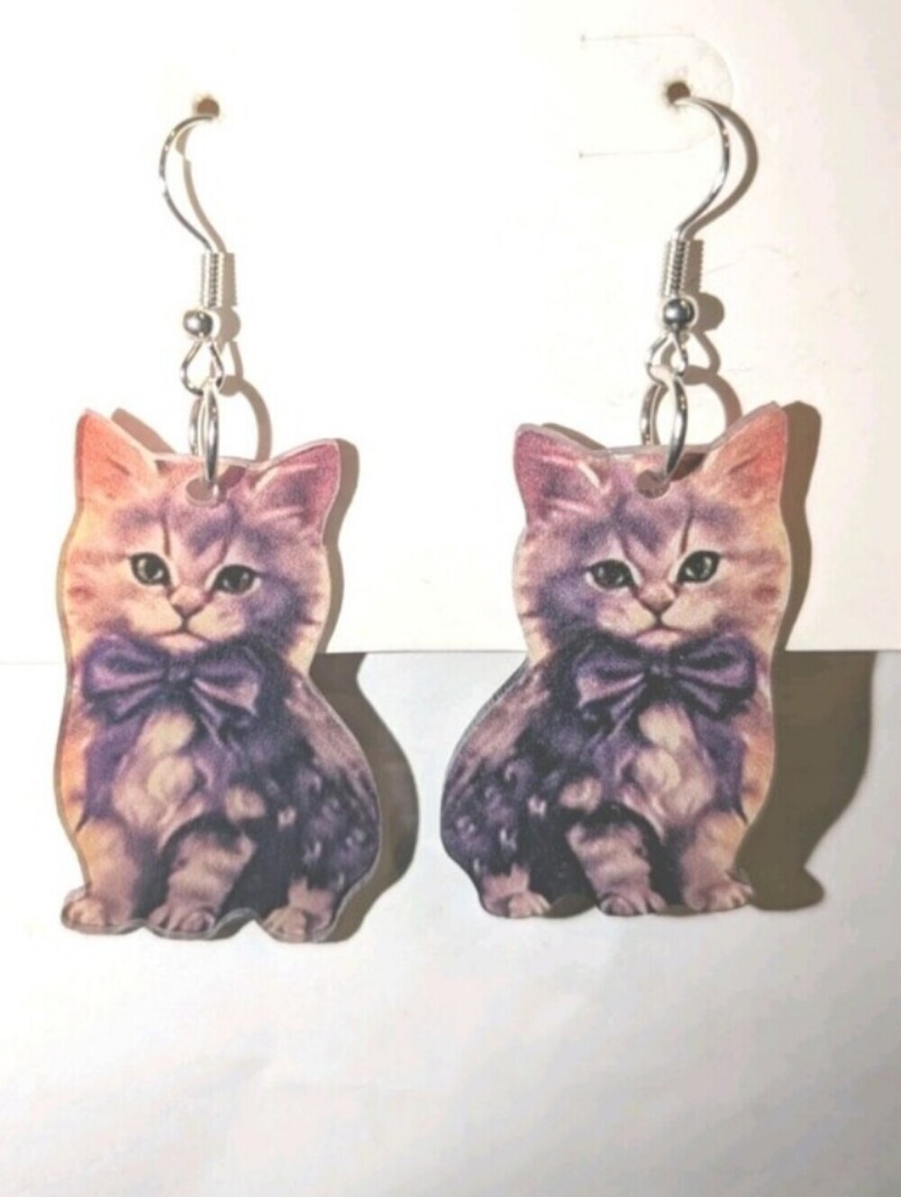 Cute Purple Kitten Cat Earrings - Unbranded